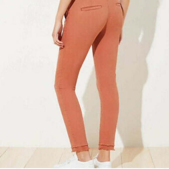 LOFT Frayed Girlfriend Chinos Soft Sienna Pants - Picture 2 of 13